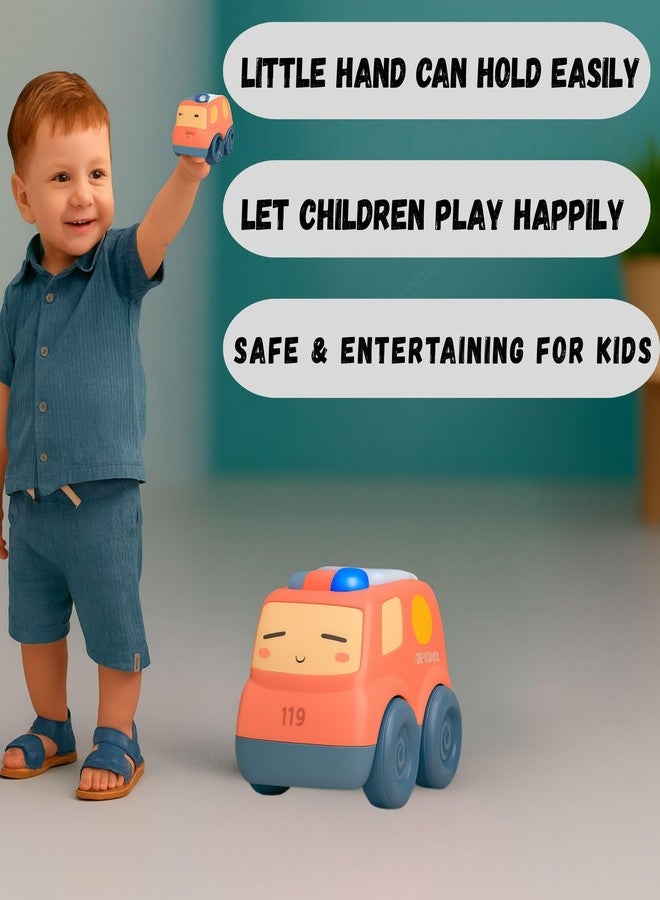 GRAPHENE Push N Go Fire Truck Toy Unbreakable Emergency Transport Vehicle Car with Light and Sound Gift for Baby Girls Boy 6 Month+ Kids Toddlers Toy Pull Back Car Random Designs Multicolor Pack of 1 - Image 5